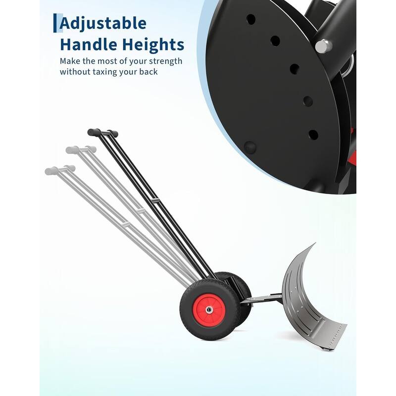 29* 16.54 in Heavy Duty Snow Shovel with Wheels for Easy Driveway and Pavement Clearing