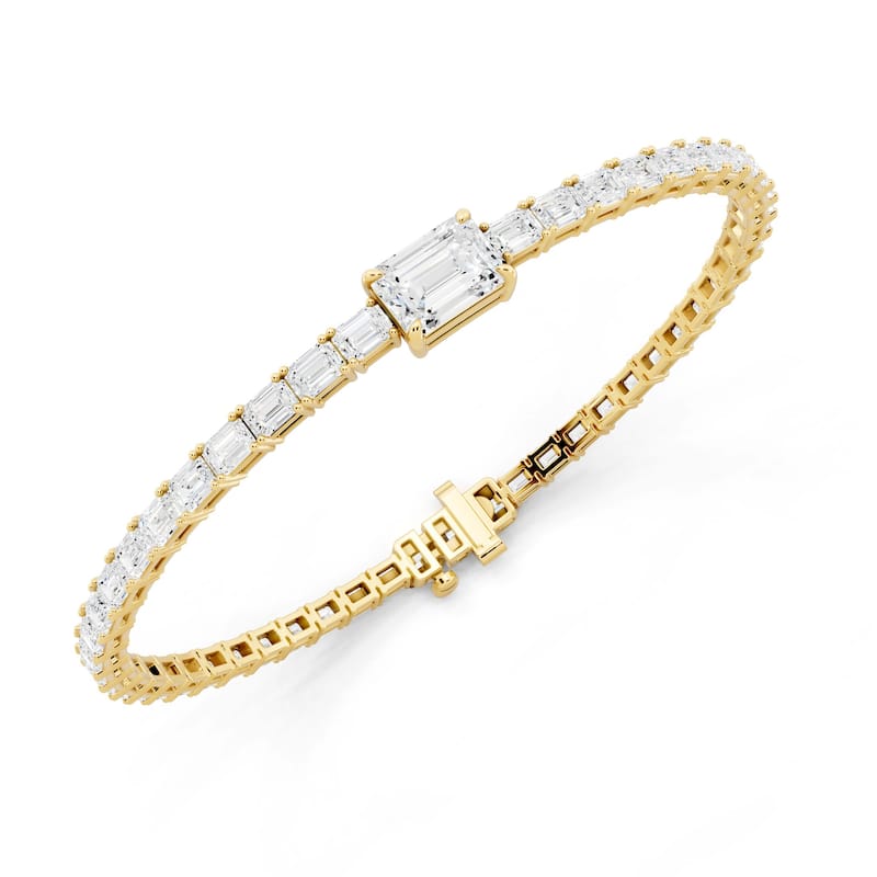 Auriya 14K Gold Emerald Lab Grown Diamond Fashion Bracelet 6 ct. tw. (E-F VS)