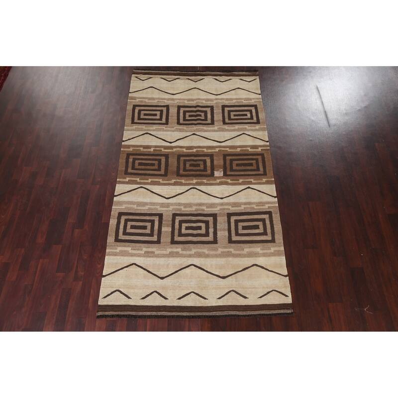 Kilim Natural Dye Geometric Tribal Oriental Area Rug Wool Flat-woven - 5'4" x 9'11"