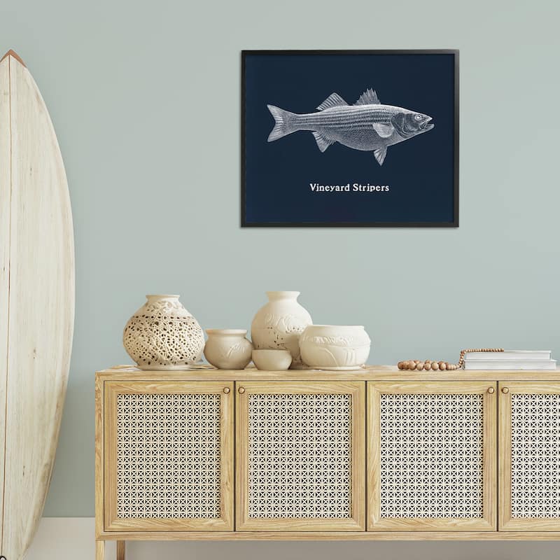 Stupell Vineyard Stripers Fish Framed Giclee Art Design By Phillipa Katz