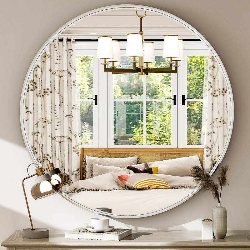 24 Inch Round Bathroom Mirror - Wall Mounted Circle Mirror with Metal Frame, Modern Mirror Suitable for Bathroom