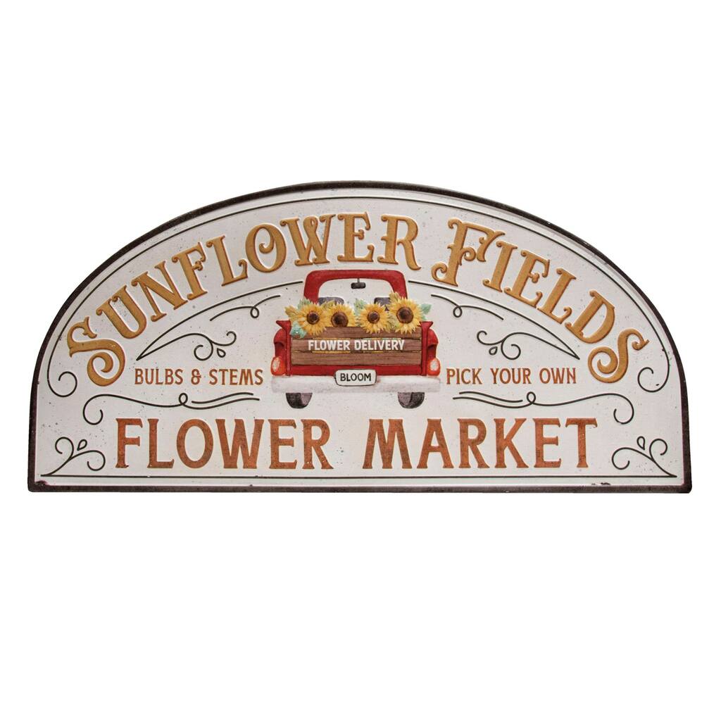 Sunflower Fields Distressed Metal Arch Sign