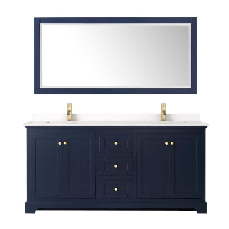 Avery 72-inch Double Vanity, Quartz Top, 70-inch Mirror