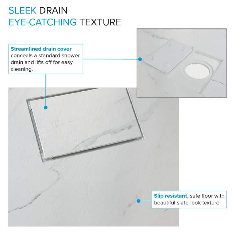 Transolid FZSP6036 59-1/8" x 35-1/2" Rectangular Shower Base with