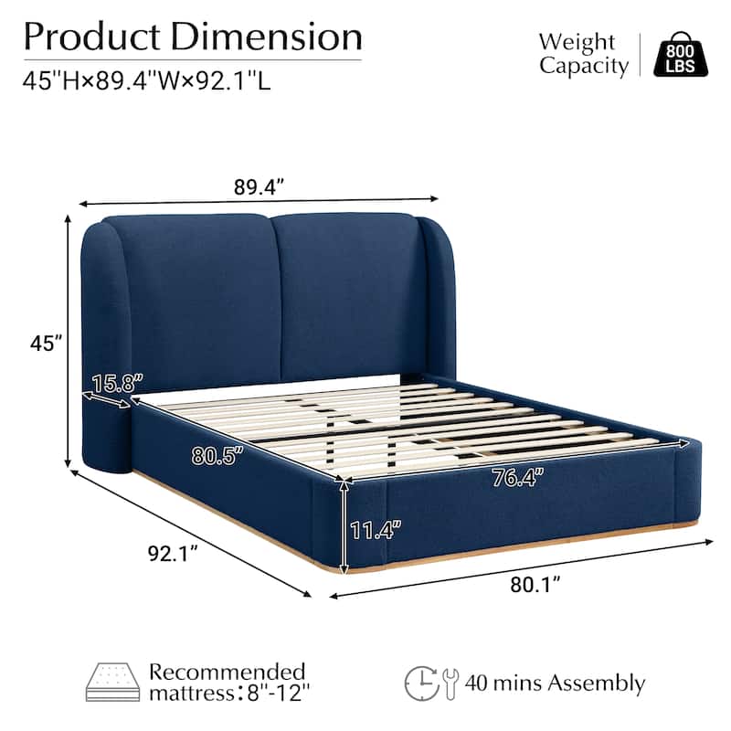 Christopher Knight Home - Valerian Boucle Upholstered Platform Bed with Double-Pillow Headboard