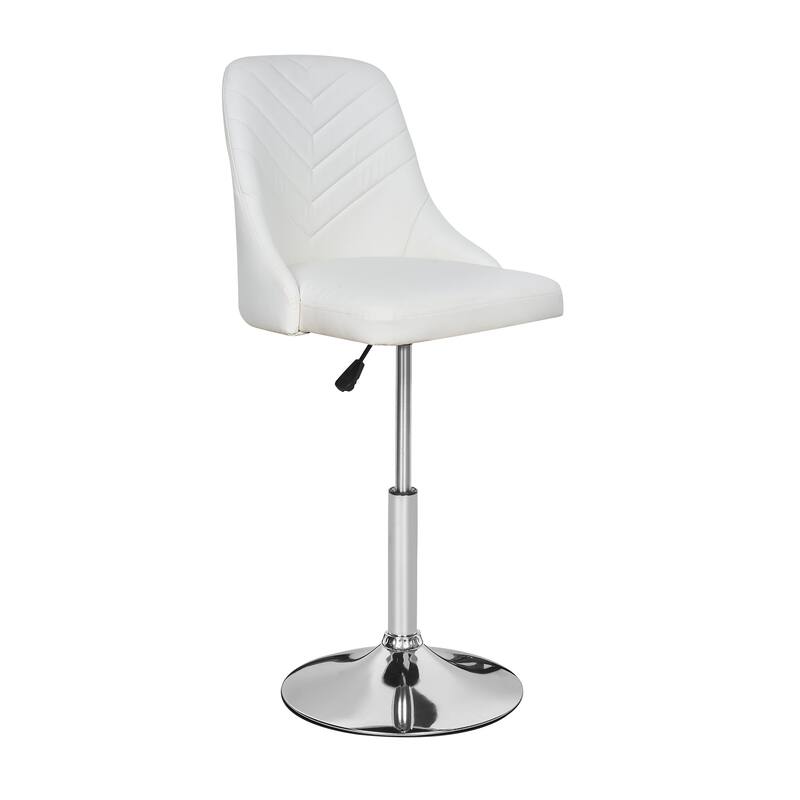 Javlergo Set of 1/2/3 Brown & White PU Leather Adjustable Swivel Bar Stools for Kitchen Living Room Office - Single - White