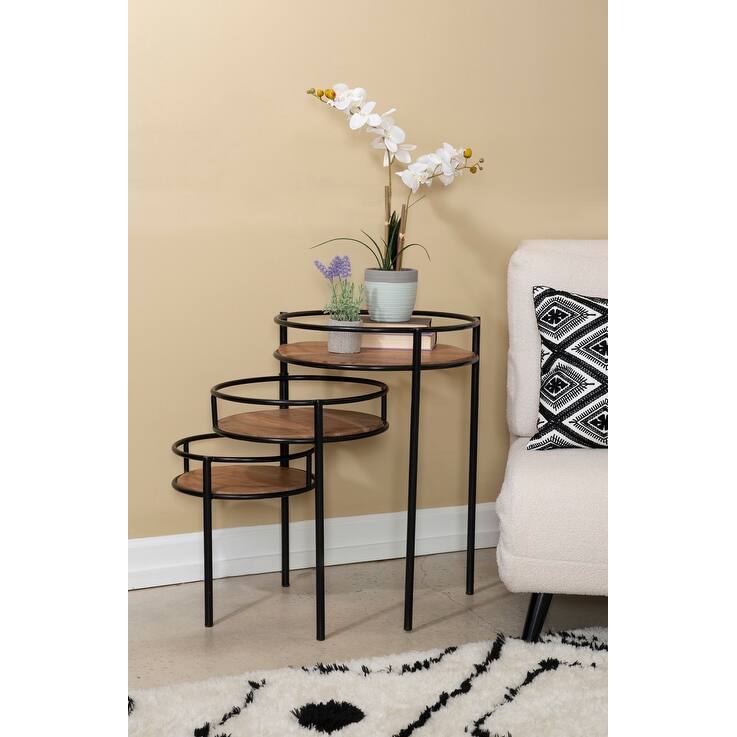 Linon Lakis Three Tier Plant Stand - Black
