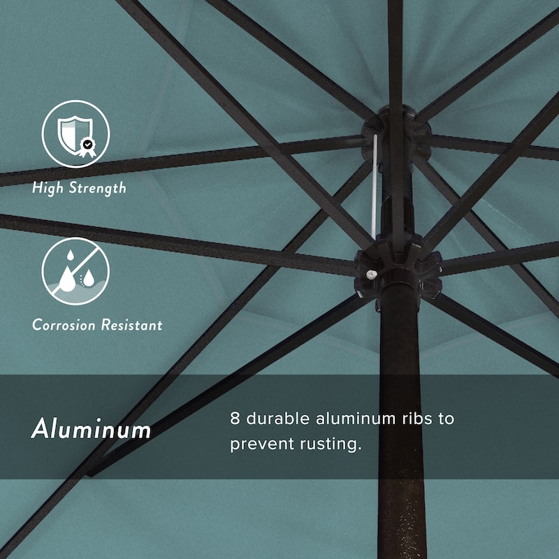 California Umbrella 7.5' Round Aluminum Crank Lift Auto Tilt 8 Rib Patio Umbrella, Bronze Finish, Sunbrella Fabric