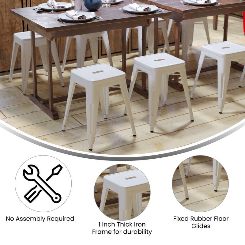 18 Inch Table Height Indoor Stackable Metal Dining Stool-Set of 4
