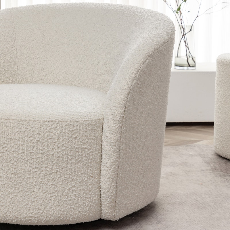 KINWELL 34" Wide Upholstered Swivel Accent Barrel Chair (Set of 2)