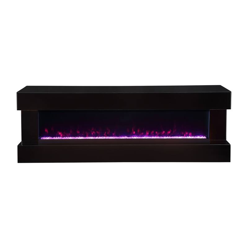 Wooden TV Stand with Visual Flame Box - Black