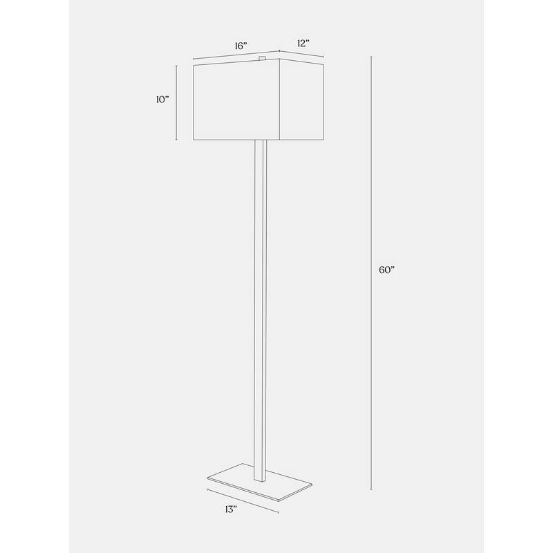 Brightech Stella 60 in. Antique Brass Mid-Century Modern LED Super Bright Floor Lamp with White Fabric Rectangle Shade