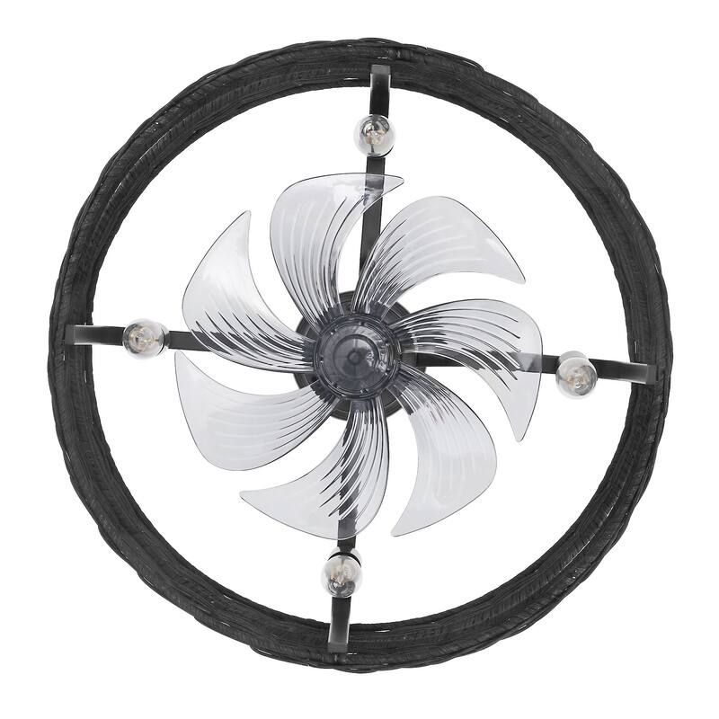 18.5" Boho Rattan Caged Ceiling Fan with Light Kit and Remote Control