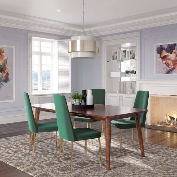 slide 1 of 42, Modern Upholstered Dining Chairs (Set of 2) Green/Gold