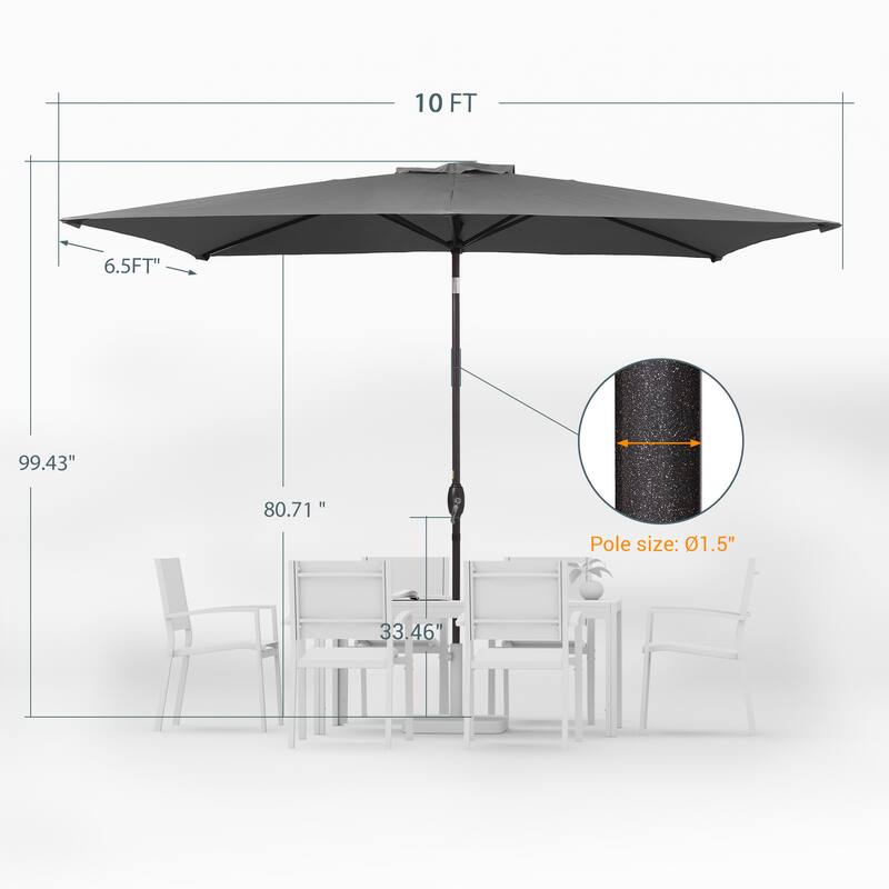 LIVOOSUN 10 x 6.5ft Outdoor Market Patio Umbrella w/Tilt and Crank