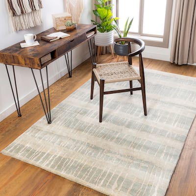 Hand-Knotted Teviot Stripe Pattern Area Rug - 8' x 11'