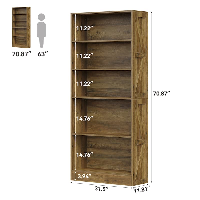 5 Tier Book Shelf Wooden Bookcase