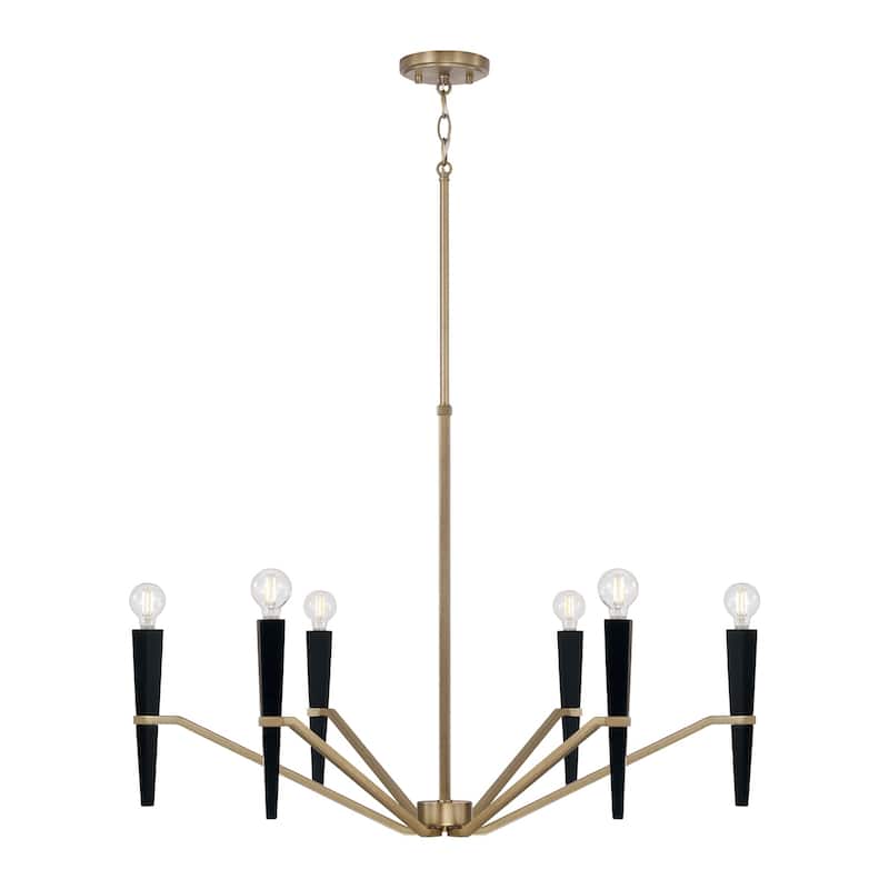 33" W x 22.5" H 6-Light Chandelier in Aged Brass and Black - 33"W x 22.75"H - 33"W x 22.75"H - Aged Brass and Black