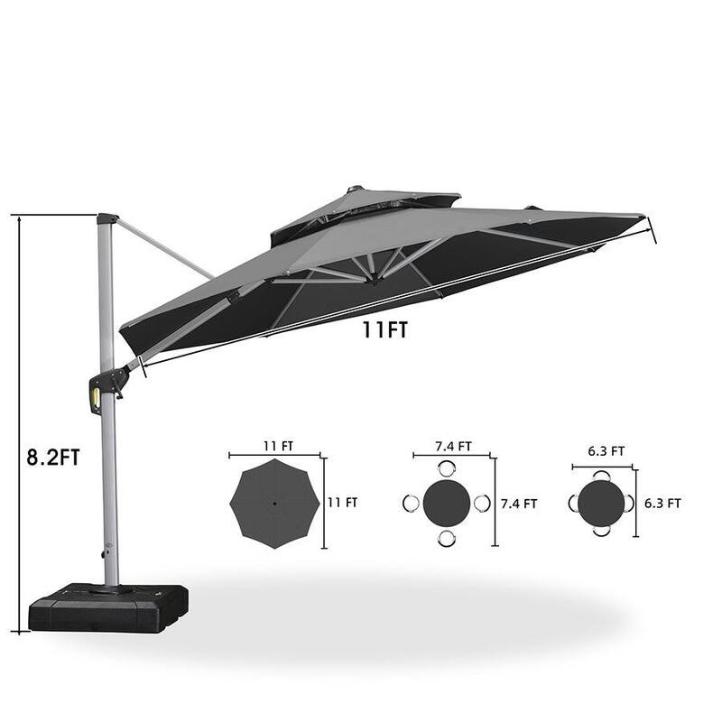 PURPLE LEAF Double Top Round Patio Large Cantilever 360 Degree Rotation 10/11/12/13ft Outdoor Classic Umbrella