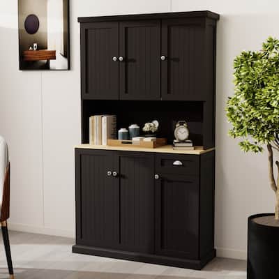Modern Storage Cabinet with Microwave Oven Countertop, Adjustable Shelves and 1 Drawer