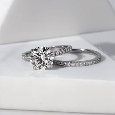 Kobelli 3.84 Carat Lab Grown Diamond Certified 14k Solid Gold Hidden Wrap Halo Near Eternity Ruri 2pc Bridal Set (EF/VS)