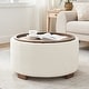 preview thumbnail 2 of 51, Huimo Modern round wooden tray Ottoman with Storage Beige