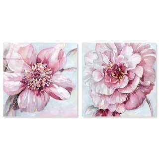 Blush Pink Floral Art 2 Panel Set Acrylic Print by Art Remedy - Bed ...