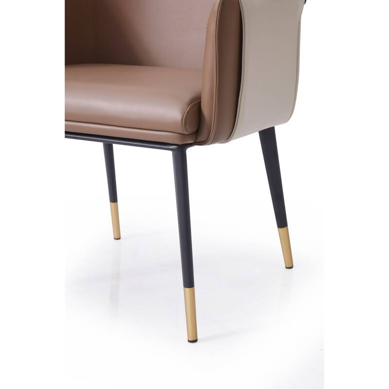 Modrest Calderon Modern Brown & Beige Vegan Leather Dining Chair