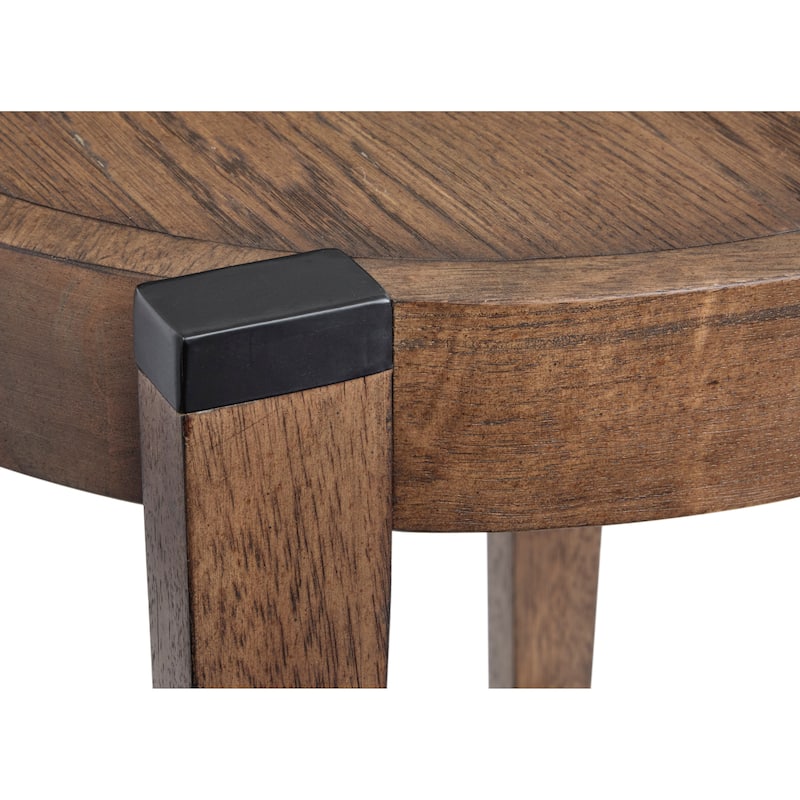 Magnussen Home Kaysen Wallaby and Matte Black Round End Table - 18''W x 18''D x 24''H