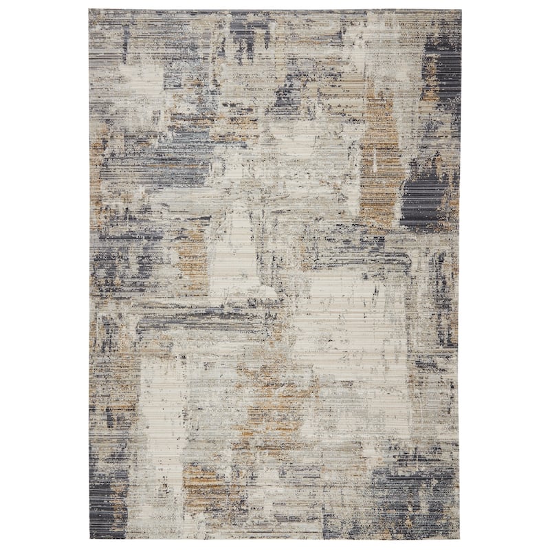 Terra by Obeetee Ava Abstract Multi Rug - Straw Stripe - 3'3" x 5'3"