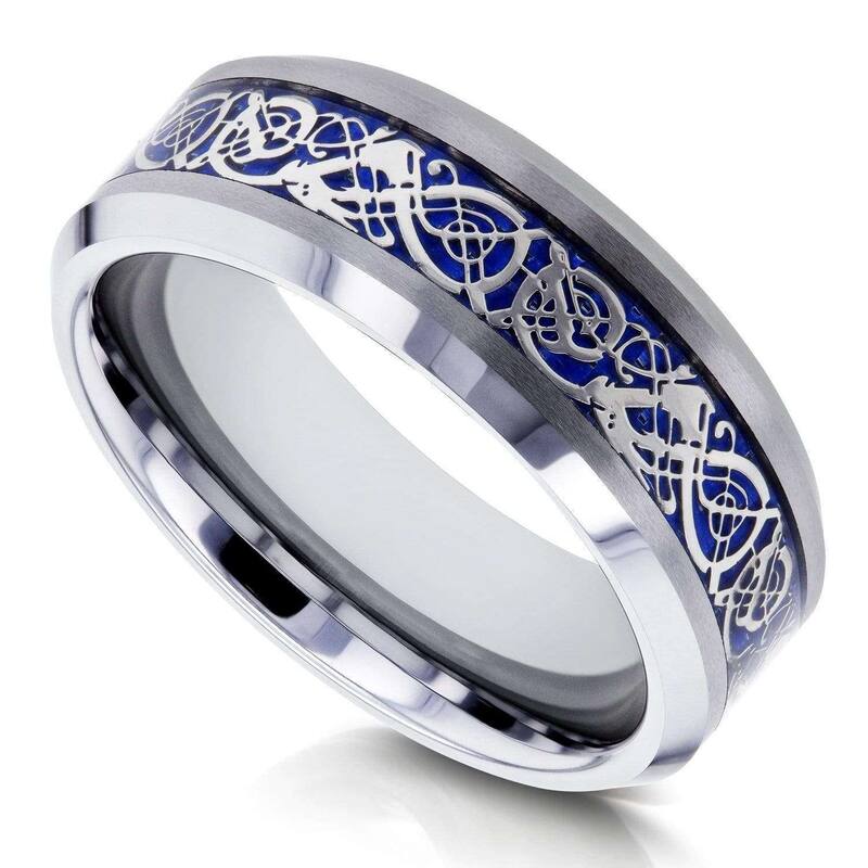 Kobelli 8mm Tungsten Carbide Celtic Dragon Ring