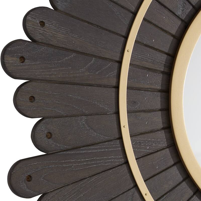 Victoria Round Dark Brown Sunburst Wall Mirror by iNSPIRE Q Bold