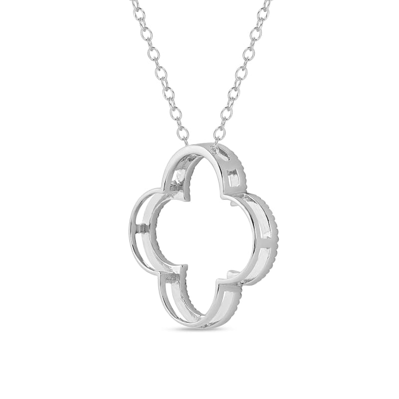 1/6ct - 1ct TDW Diamond 14K Gold Open Clover Pendant Necklace for Women