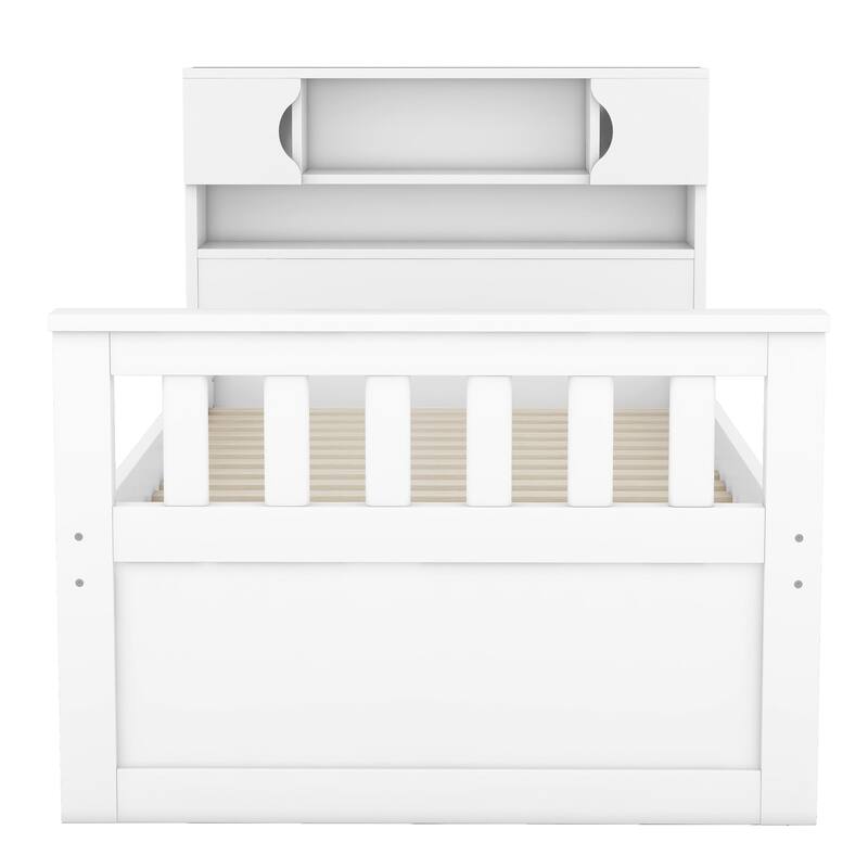 Twin Captain Platform Bed with Drawers & Bookcases