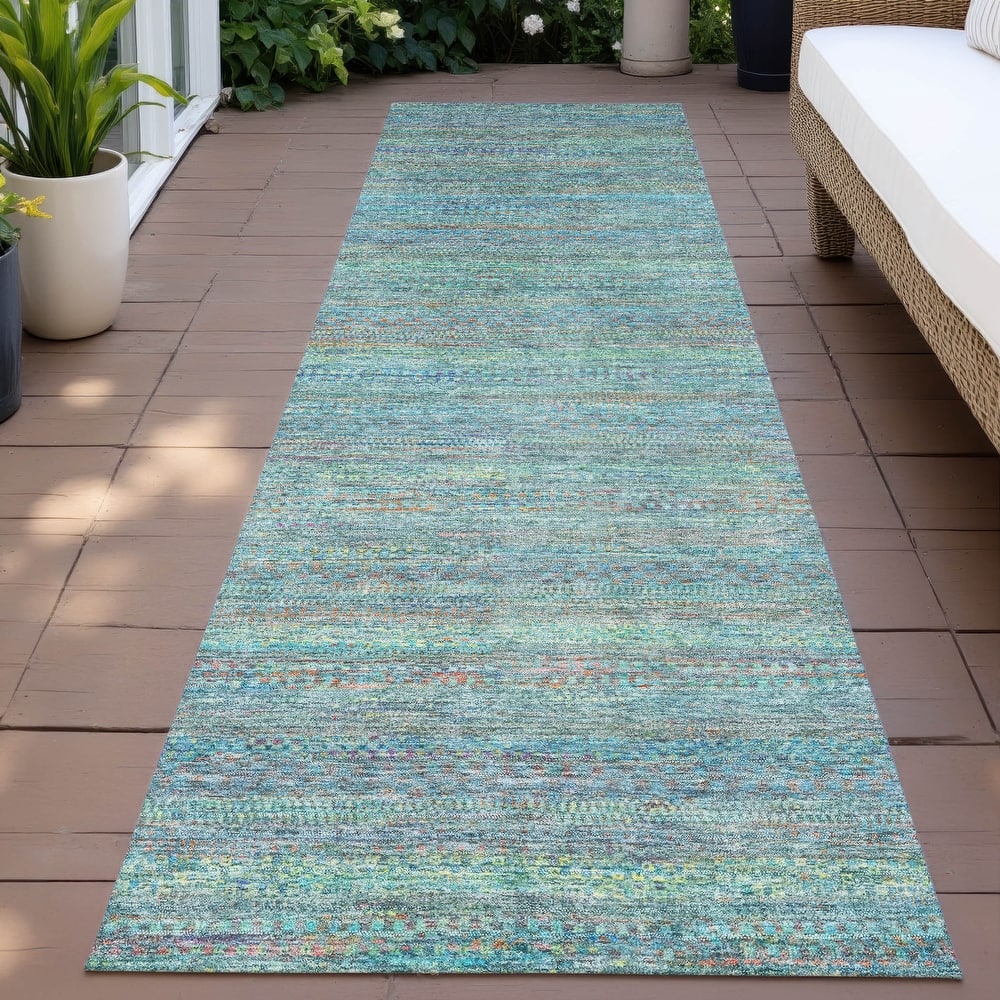 Machine Washable Indoor/Outdoor Modern Stripes Chantille Rug