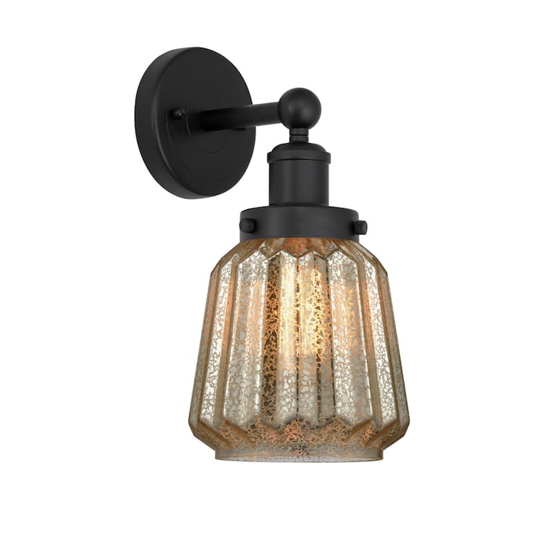 Innovations Lighting 616-1W-10-7 Chatham Sconce Chatham 10" Tall Wall - Matte Black / Clear