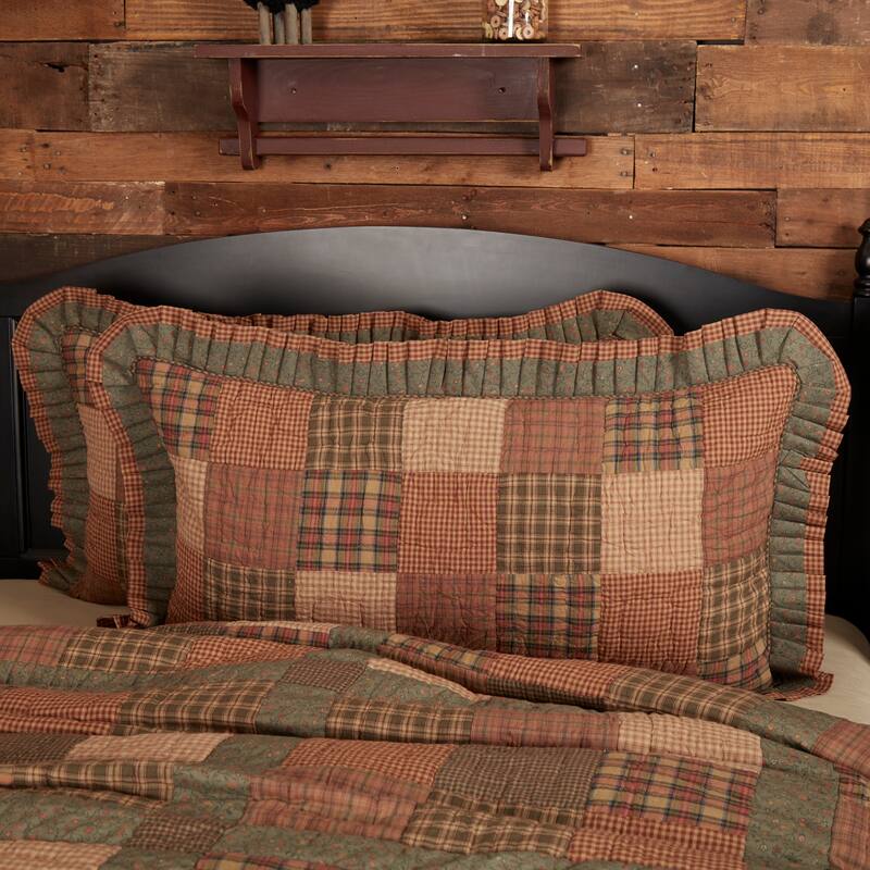 Green Primitive Bedding VHC Crosswoods Sham Cotton Patchwork