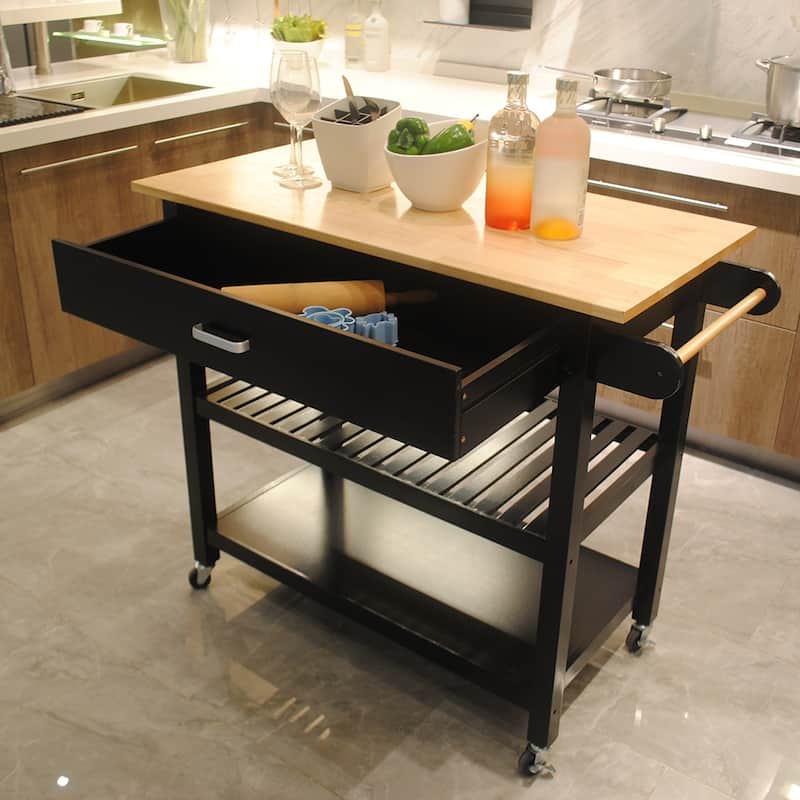 40'' Mobile Kitchen Island & Kitchen Cart,with Two Lockable Wheels