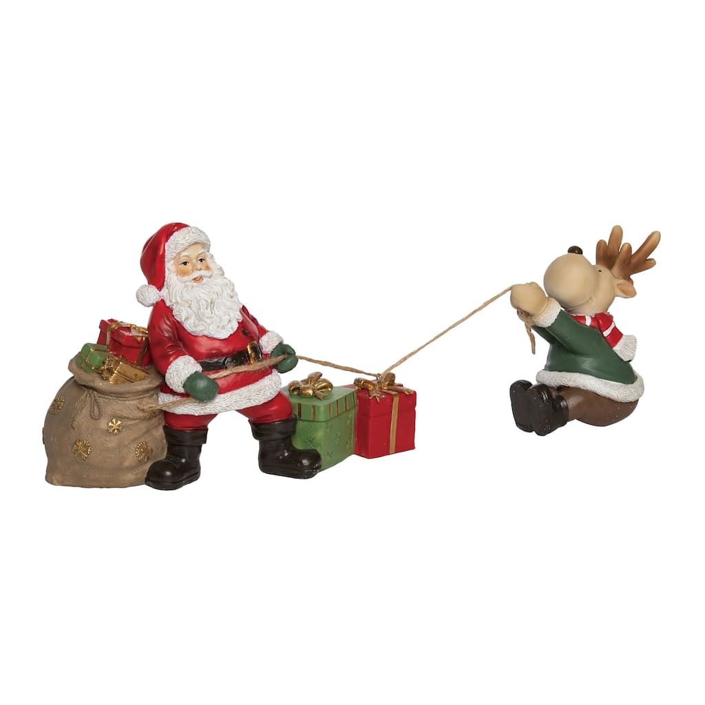 Transpac Resin 12.75 in. Multicolored Christmas Operation Santa and Reindeer Decor
