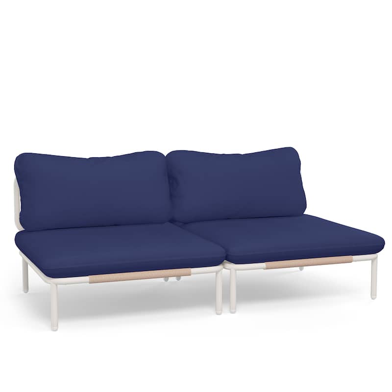 VredHom Outdoor Sectional Sofa Patio Furniture Sets - NavyBlue-2PC with 2 Armrest