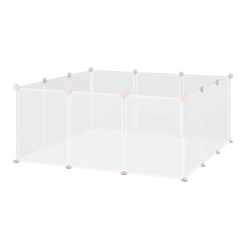 PawHut Pet Playpen DIY Small Animal Cage Open Enclosure Portable Plastic Fence 12 Panels for Kitten Bunny Chinchilla Guinea Pig