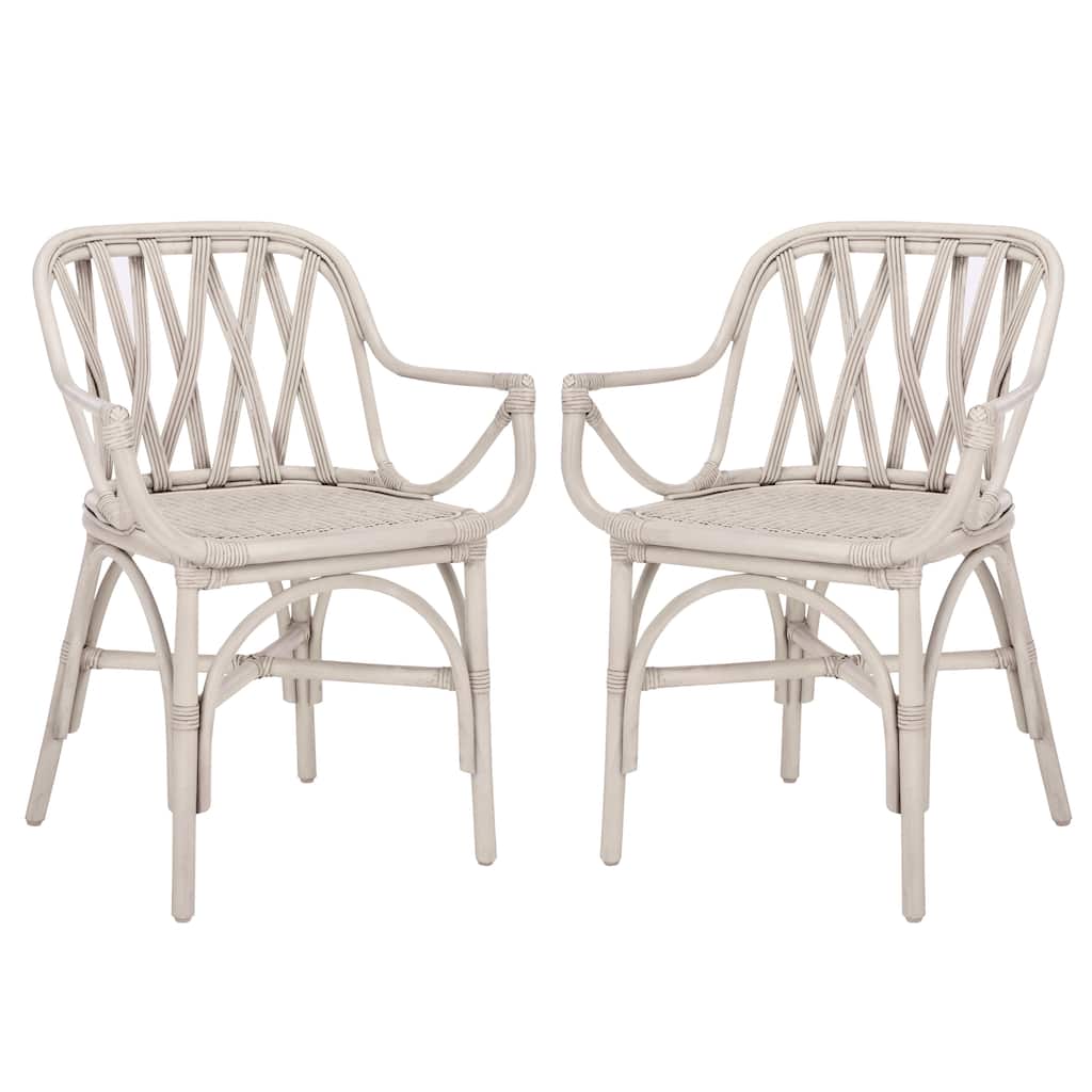 SAFAVIEH Home Serafima Rattan Arm Chair (Set of 2) - 22"W x 22"D x 33"H