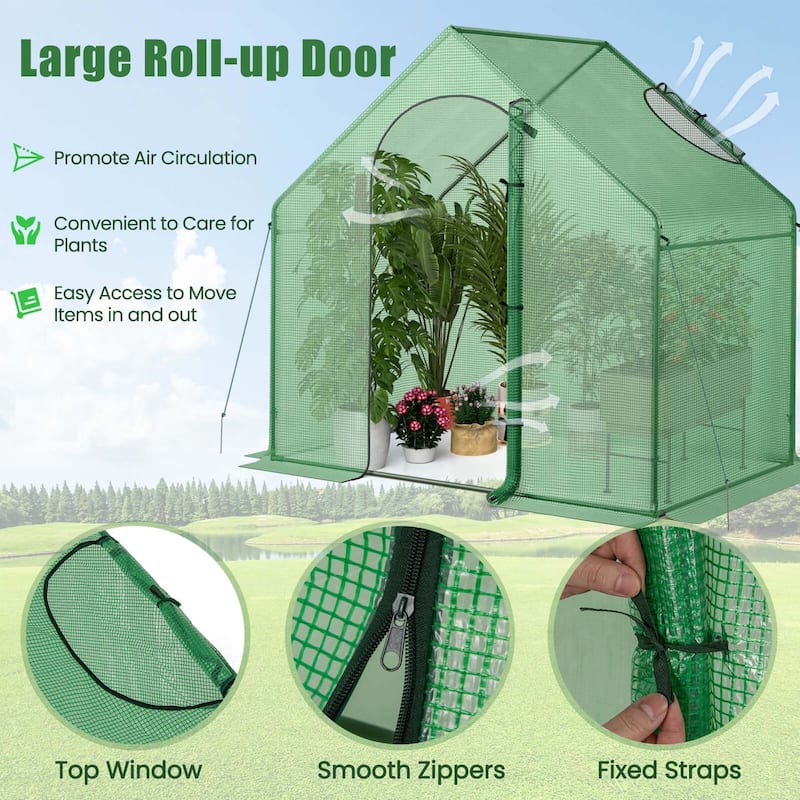 6x3x5.5 FT Mini Walk-in Greenhouse Portable Outdoor Winter Warm House - Green - 71" x 40" x 66"