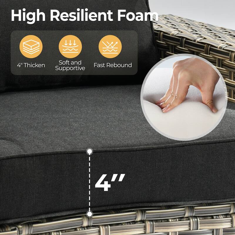 HOOOWOOO 15-piece Outdoor Sofa Patio Wicker Furniture Sectional Set with 54" Fire Pit Table