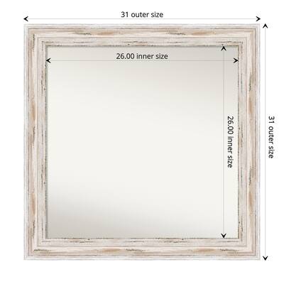 Non-Beveled Wood Bathroom Wall Mirror - Alexandria White Wash Frame