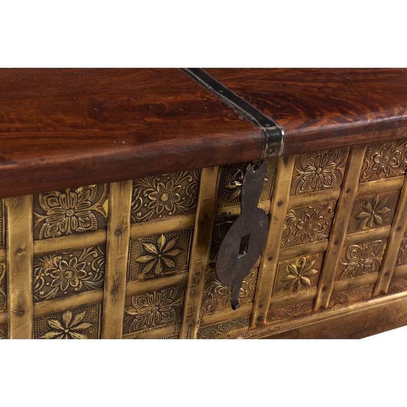 Wooden Metal Fitted Box Trunk coffee table - 52 x 19