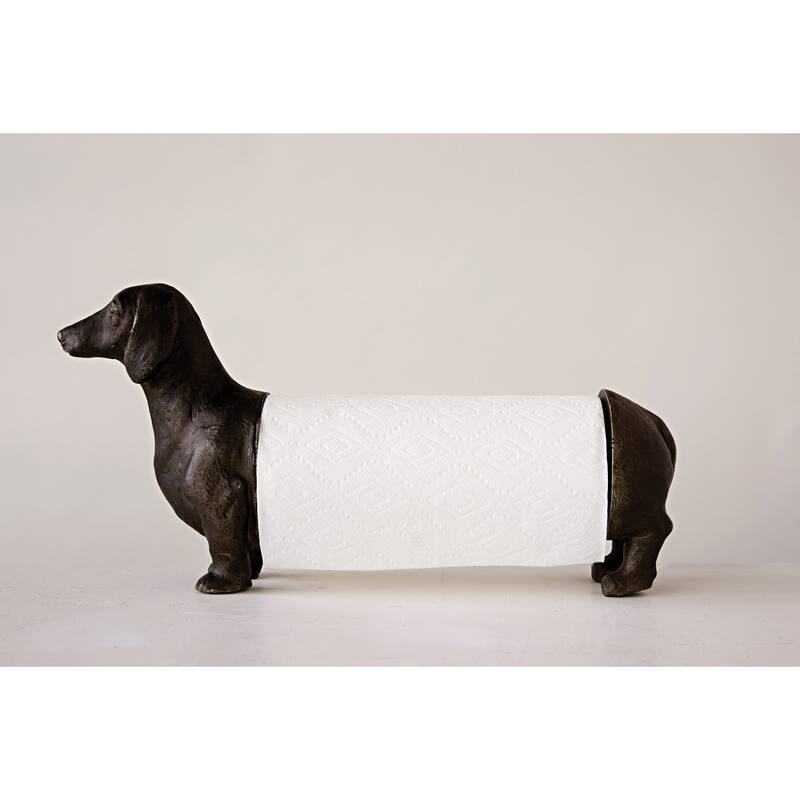 Antiqued Bronze Dachshund Dog Paper Towel Holder