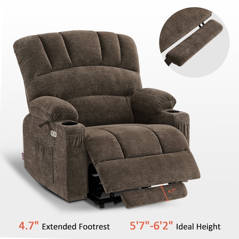 MCombo Power Lift Recliner Chair with Massage and Heat for Big Elderly People, Fabric R7092 (Large-Wide)