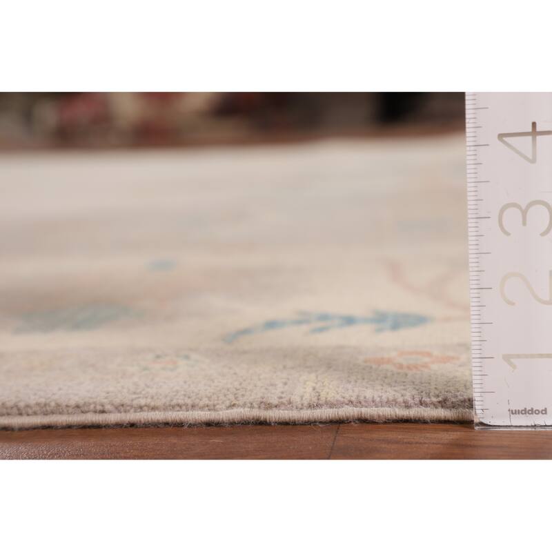 Earth Tone Transitional Oushak Area Rug Hand-Knotted Wool Carpet - 7'9" x 9'8"