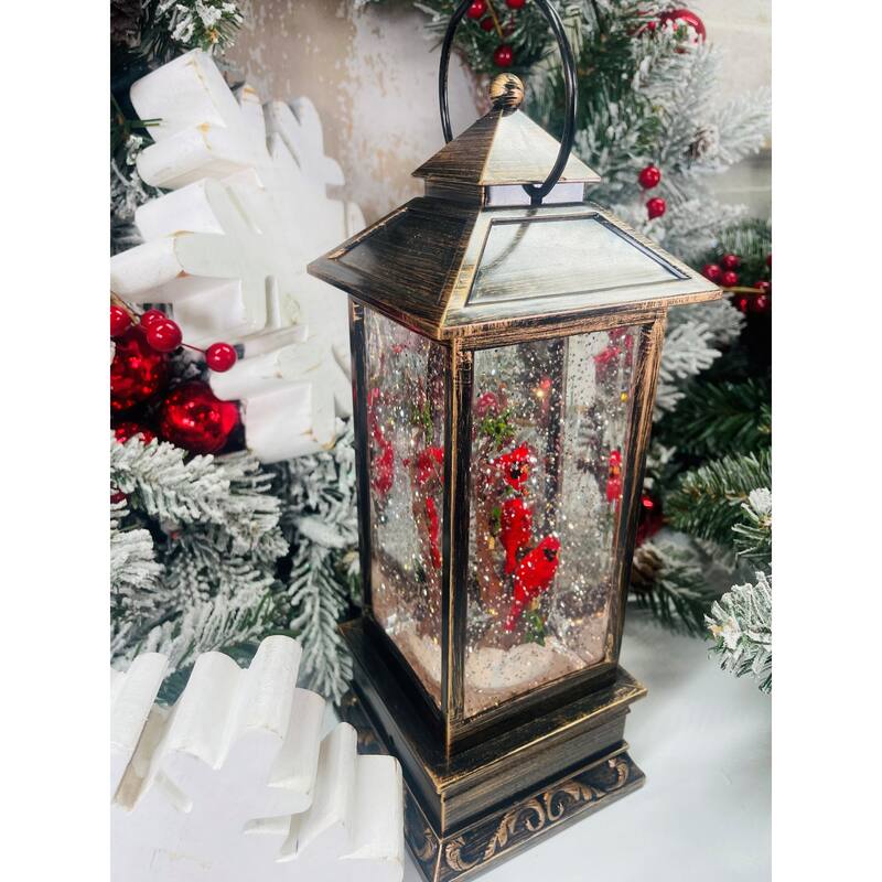 Cardinals Square Snow Lantern 8.75" - 10.875"H x 4" x 4"W